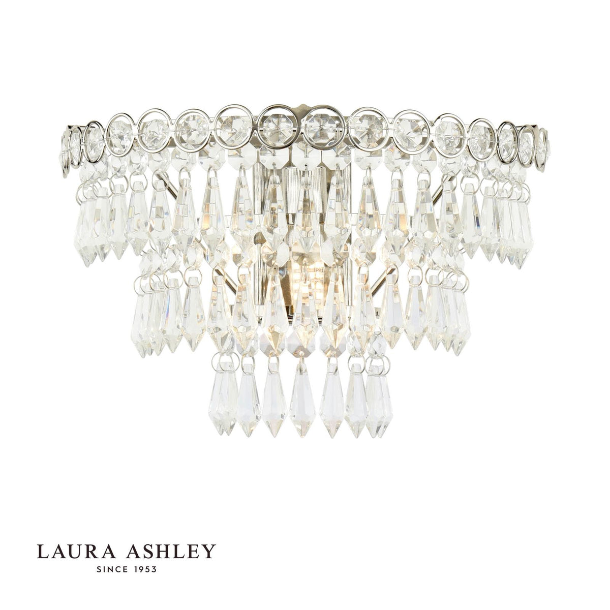 Laura Ashley Enid Wall Light Faceted Glass and Polished Nickel