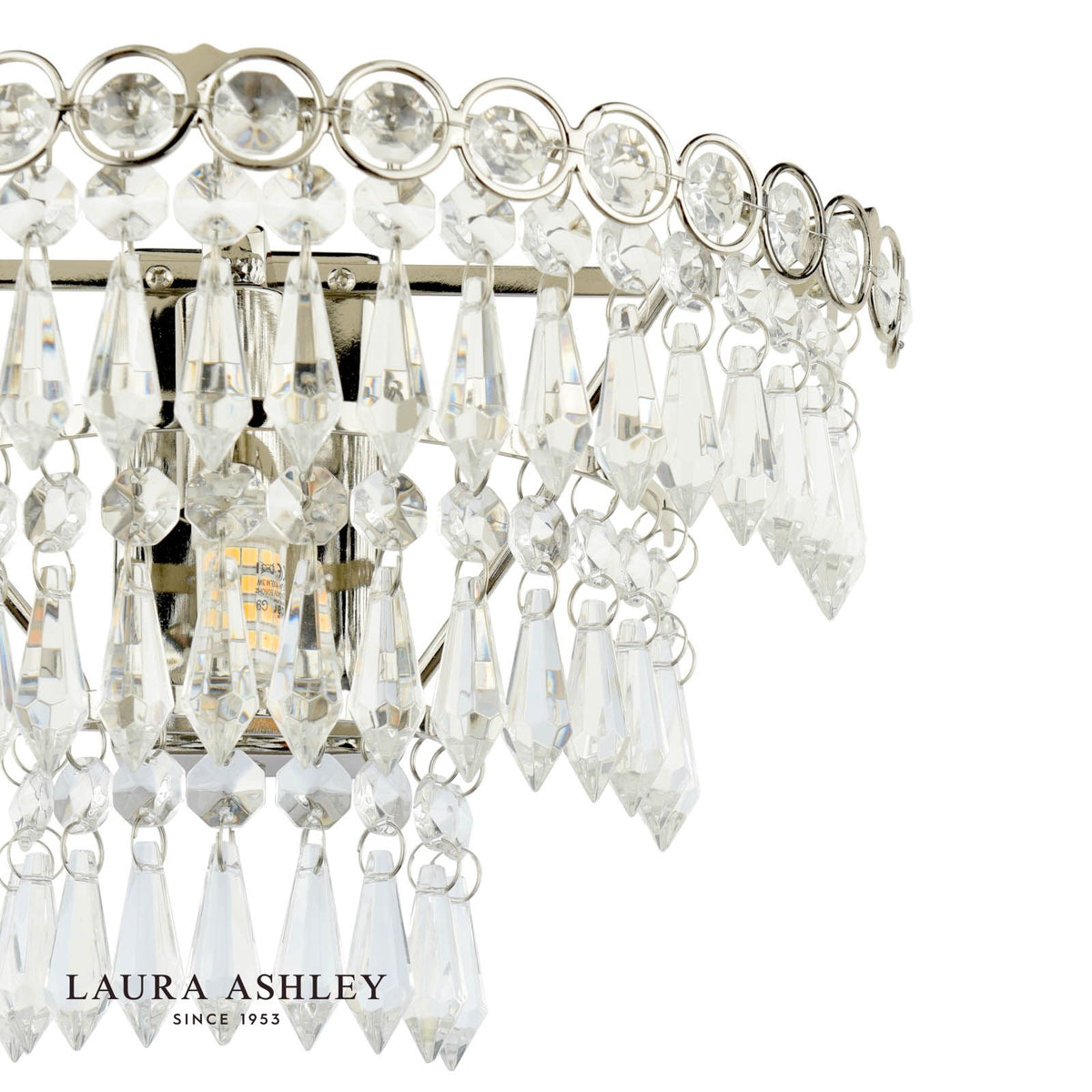 Laura Ashley Enid Wall Light Faceted Glass and Polished Nickel