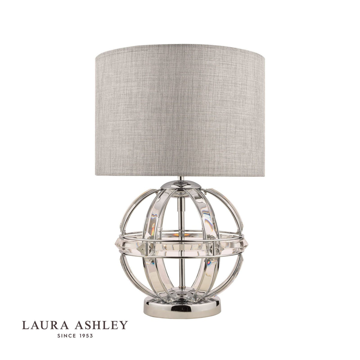Laura Ashley Aidan Glass & Polished Chrome Globe Table Lamp with Shade