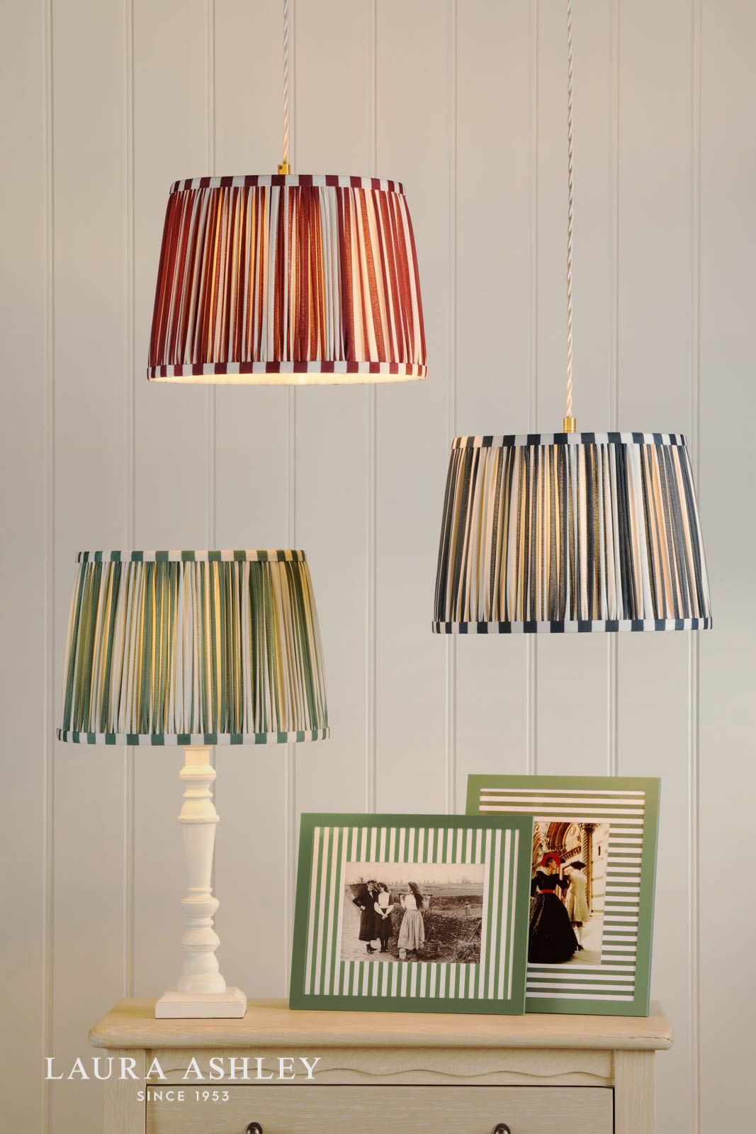 Laura Ashley Denwick Green Cotton Tapered Drum Shade 30cm/12 inch
