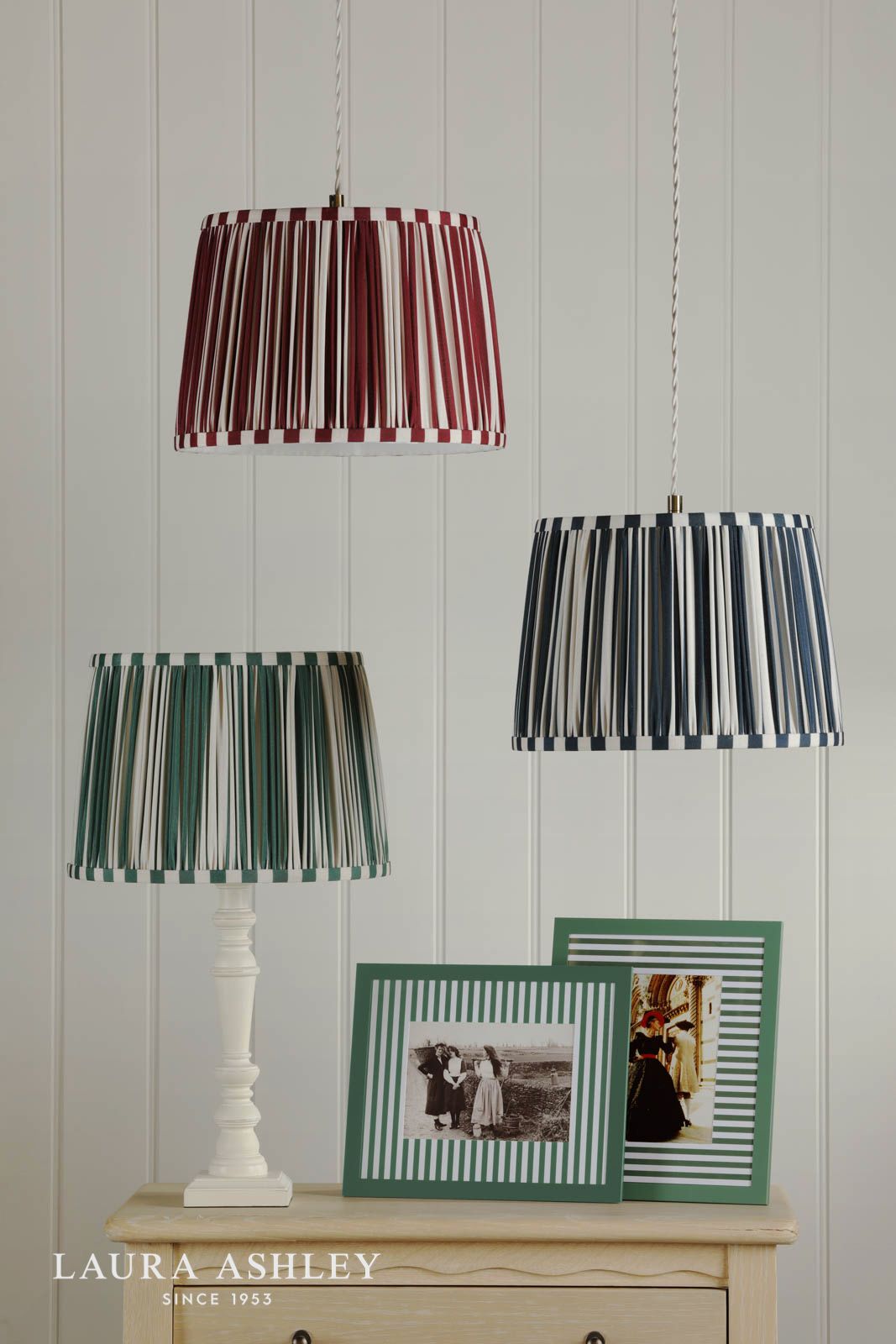 Laura Ashley Denwick Green Cotton Tapered Drum Shade 30cm/12 inch