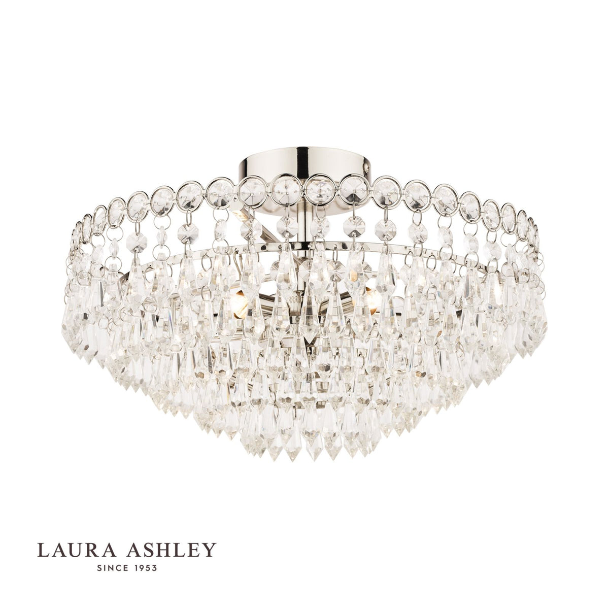 Laura Ashley Enid 5 Light Semi-Flush Faceted Glass and Polished Nickel