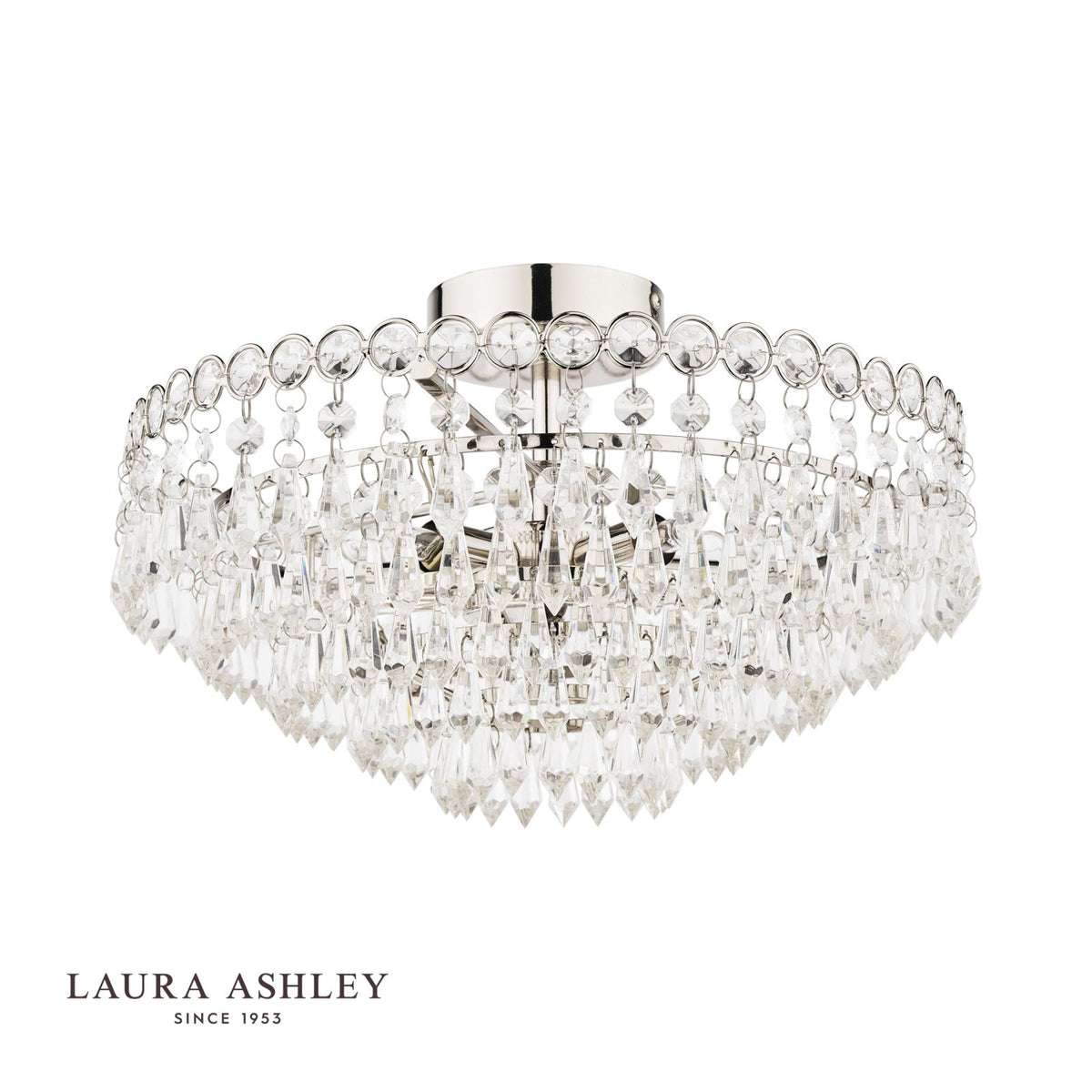 Laura Ashley Enid 5 Light Semi-Flush Faceted Glass and Polished Nickel
