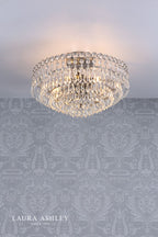 Laura Ashley Enid 5 Light Semi-Flush Faceted Glass and Polished Nickel