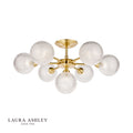 Laura Ashley Atherton 7lt Semi Flush Satin Brass Glass