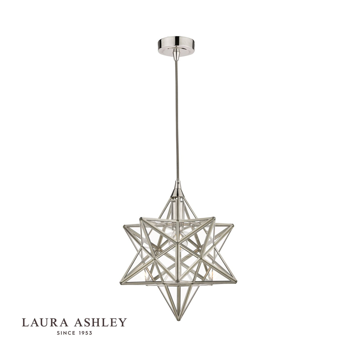 Laura Ashley Small Star Pendant Polished Silver and Glass