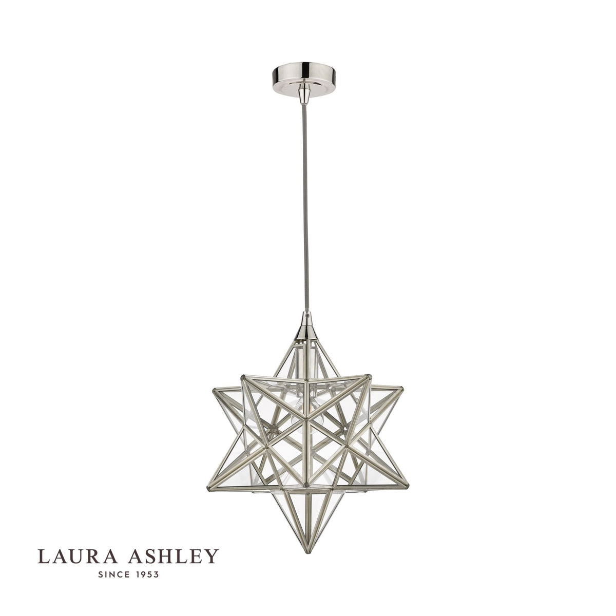 Laura Ashley Small Star Pendant Polished Silver and Glass