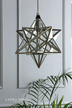 Laura Ashley Small Star Pendant Polished Silver and Glass