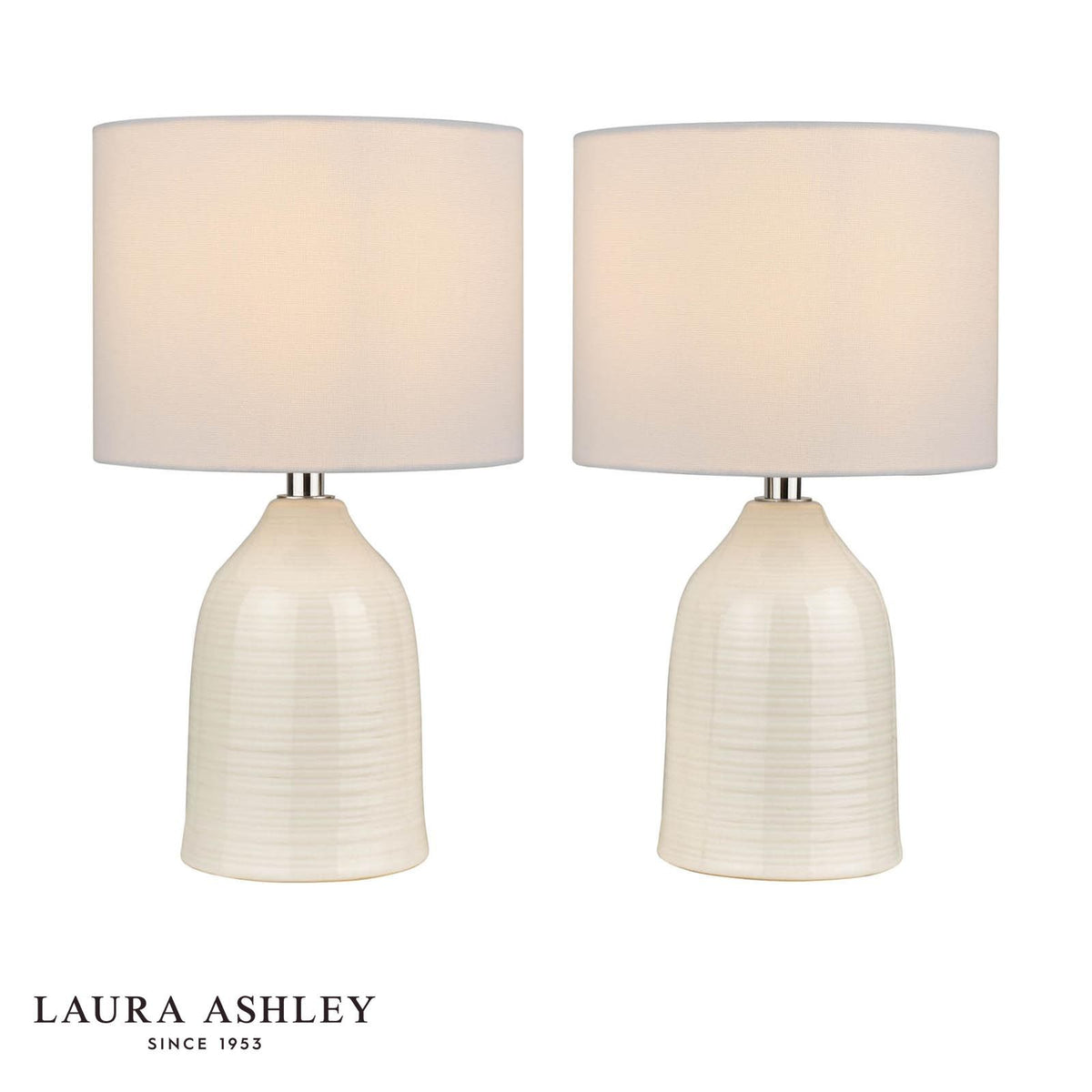 Laura Ashley Penny Twin Pack Table Lamp Cream With Shade