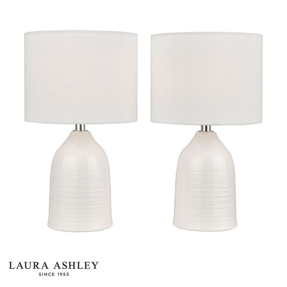 Laura Ashley Penny Twin Pack Table Lamp Cream With Shade