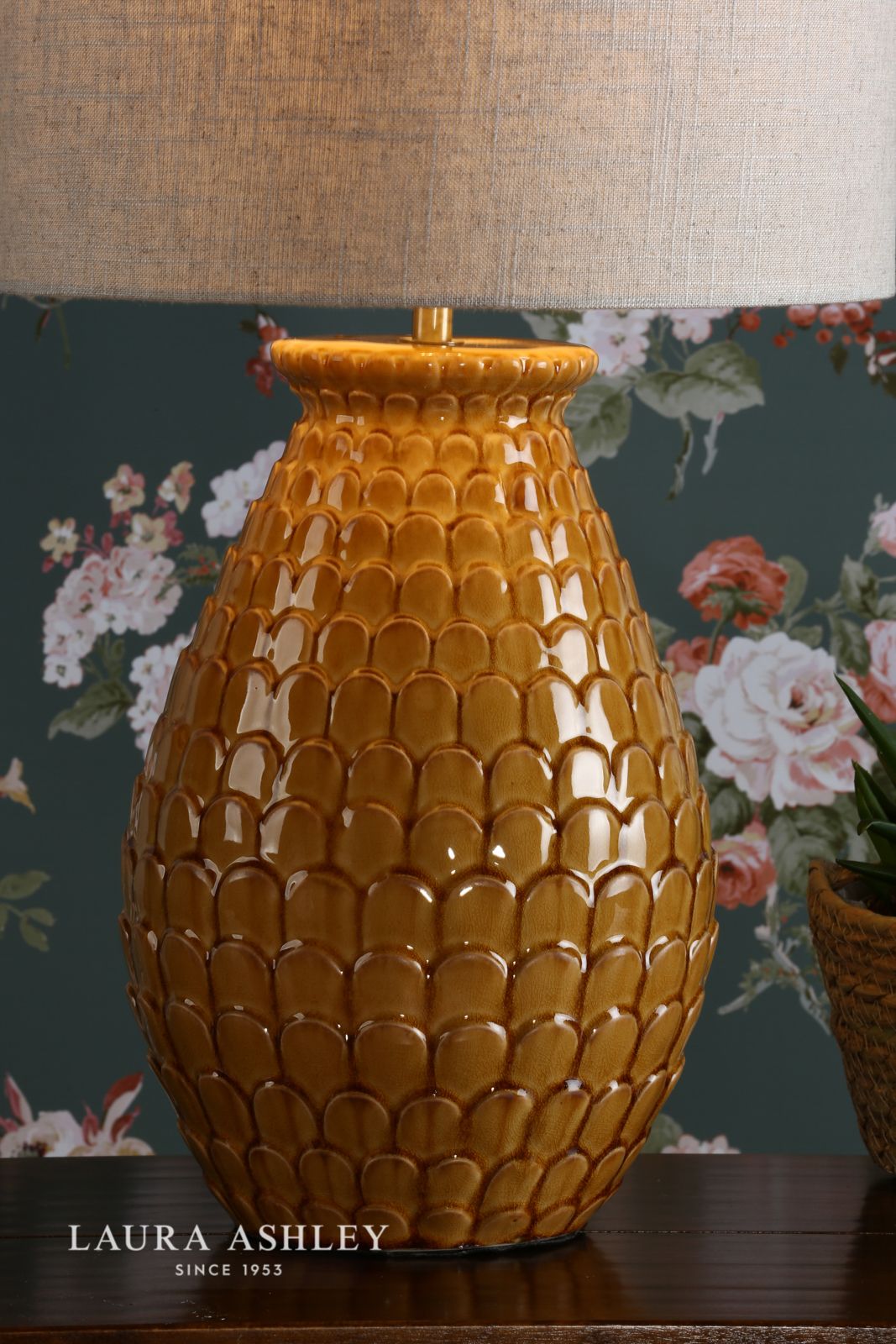 Laura Ashley Liza Table Lamp Orange Ceramic With Shade