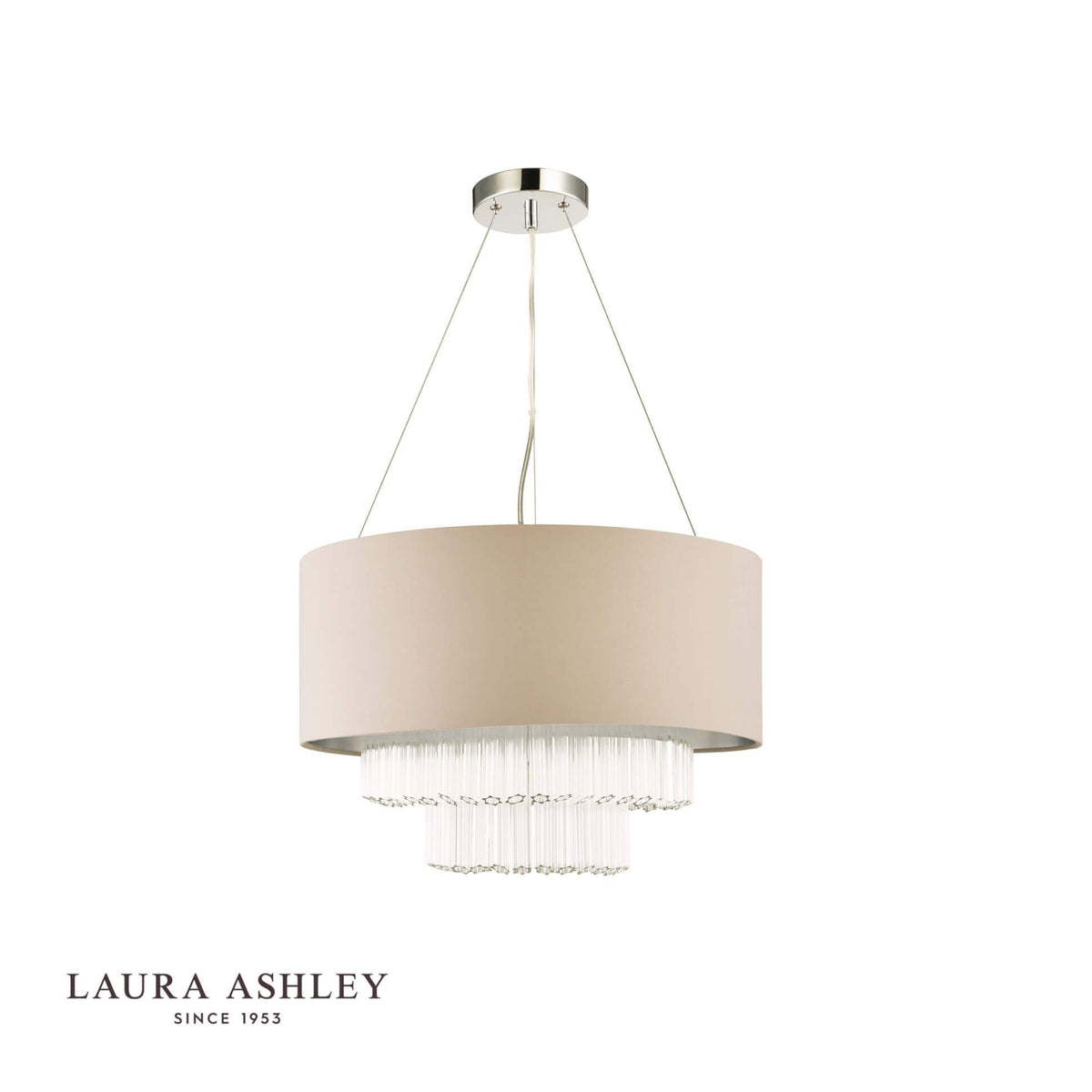Laura Ashley Genevieve 5 Light Pendant Polished Chrome and Glass With Shade