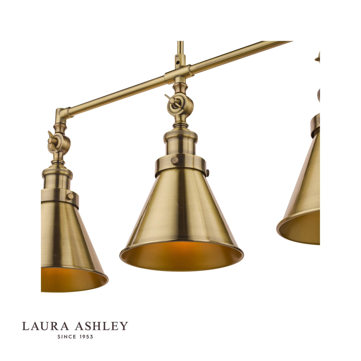 Laura Ashley Rufus 3 Light Bar Pendant Antique Brass
