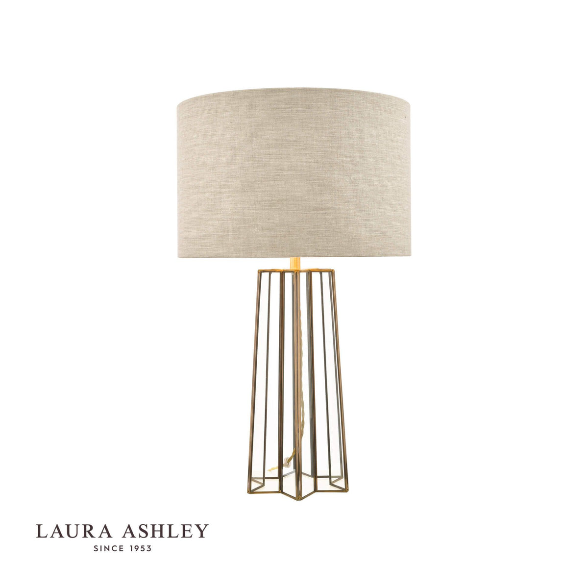 Laura Ashley Star Table Lamp Antique Brass and Glass With Shade