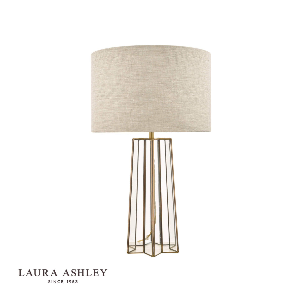 Laura Ashley Star Table Lamp Antique Brass and Glass With Shade