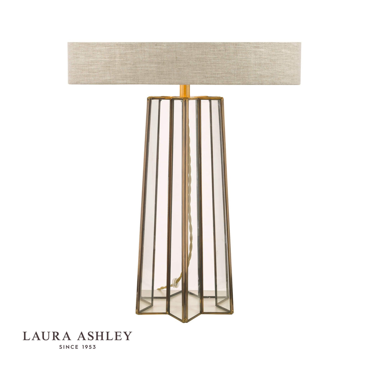 Laura Ashley Star Table Lamp Antique Brass and Glass With Shade