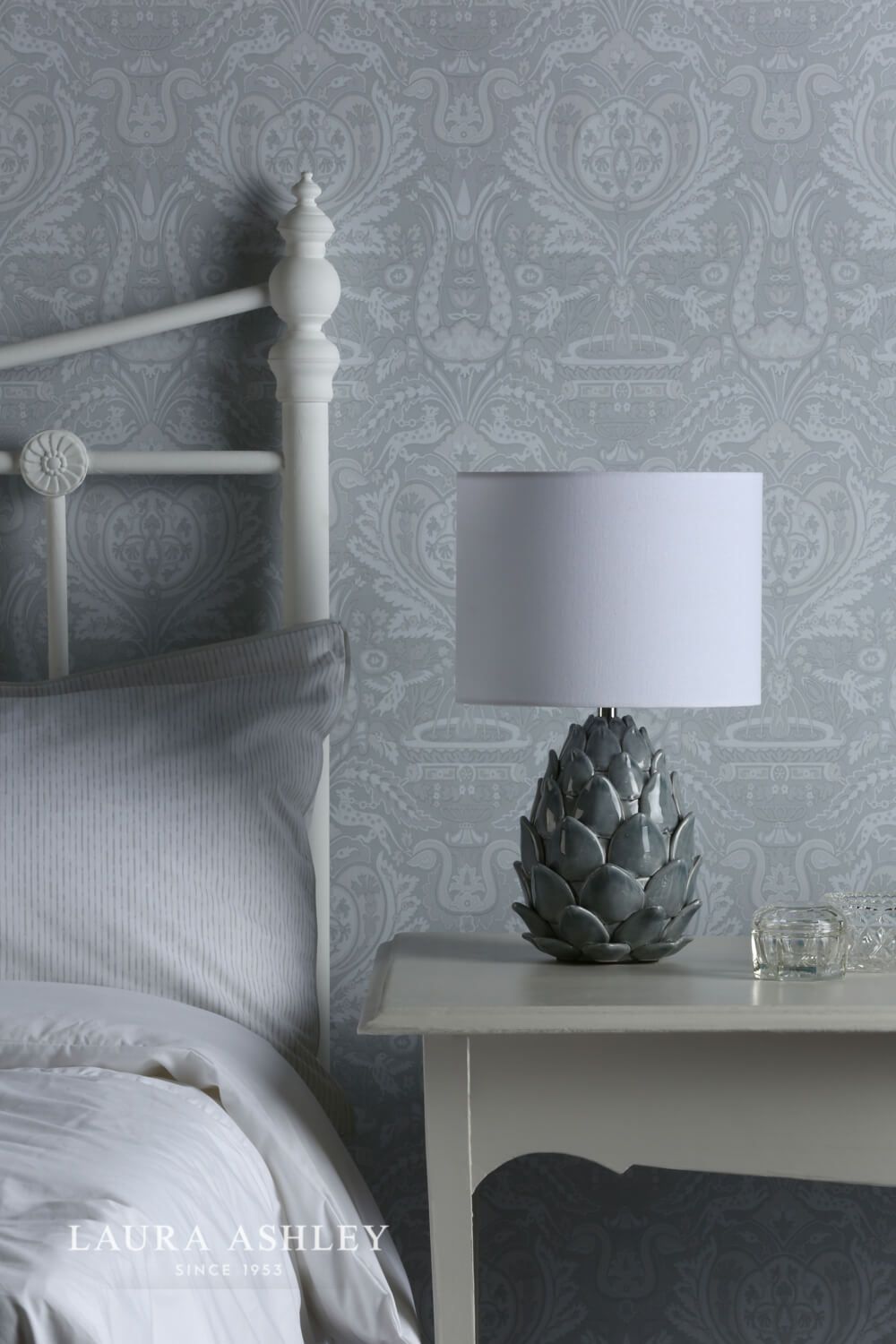 Laura Ashley Gresford Table Lamp Blue Ceramic With Shade