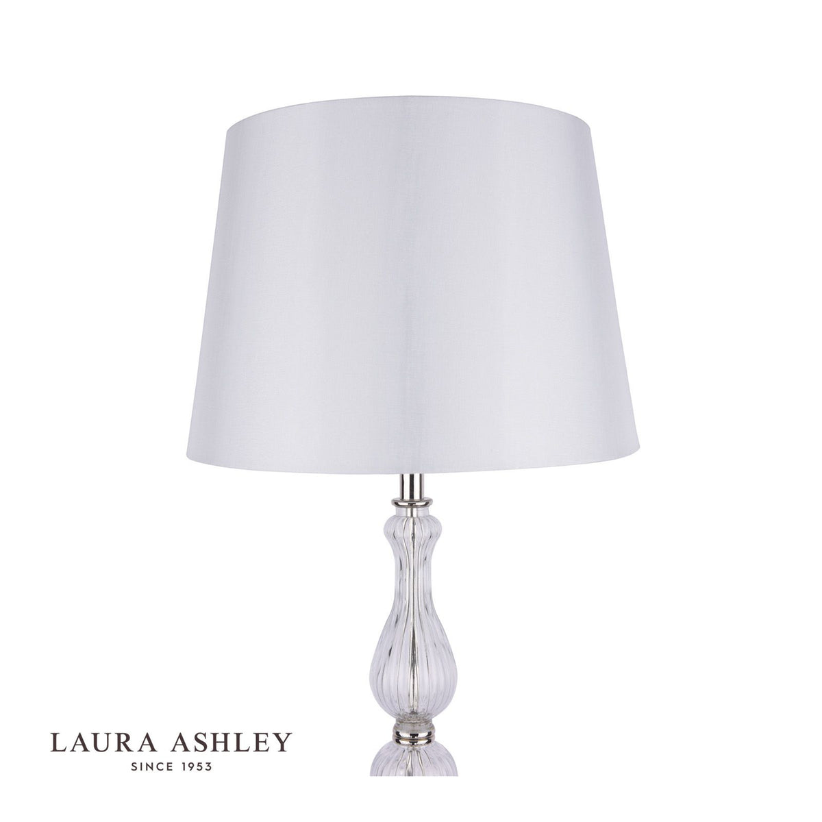Laura Ashley Bradshaw Floor Lamp Polished Nickel and Ribbed Glass With Shade