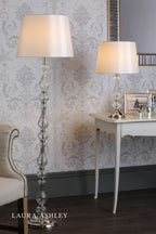 Laura Ashley Bradshaw Floor Lamp Polished Nickel and Ribbed Glass With Shade