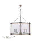 Laura Ashley Harrington 5 Light Pendant Antique Brass & Glass