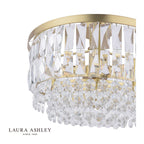 Laura Ashley Rhosill 3 Light Semi-Flush Crystal and Matt Antique Brass