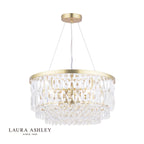 Laura Ashley Rhosill 4 Light Pendant Crystal and Matt Antique Brass