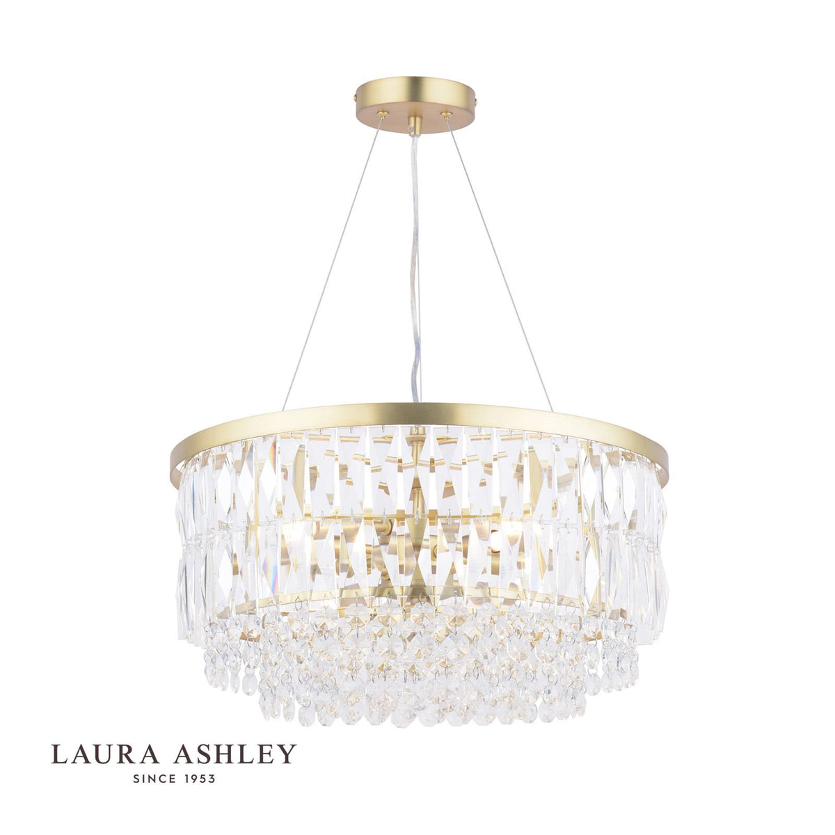 Laura Ashley Rhosill 4 Light Pendant Crystal and Matt Antique Brass