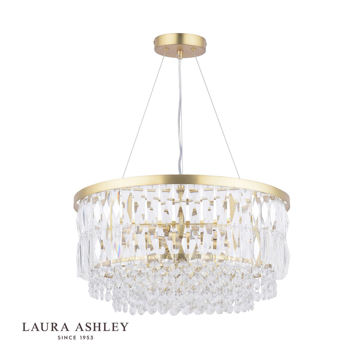 Laura Ashley Rhosill 4 Light Pendant Crystal and Matt Antique Brass
