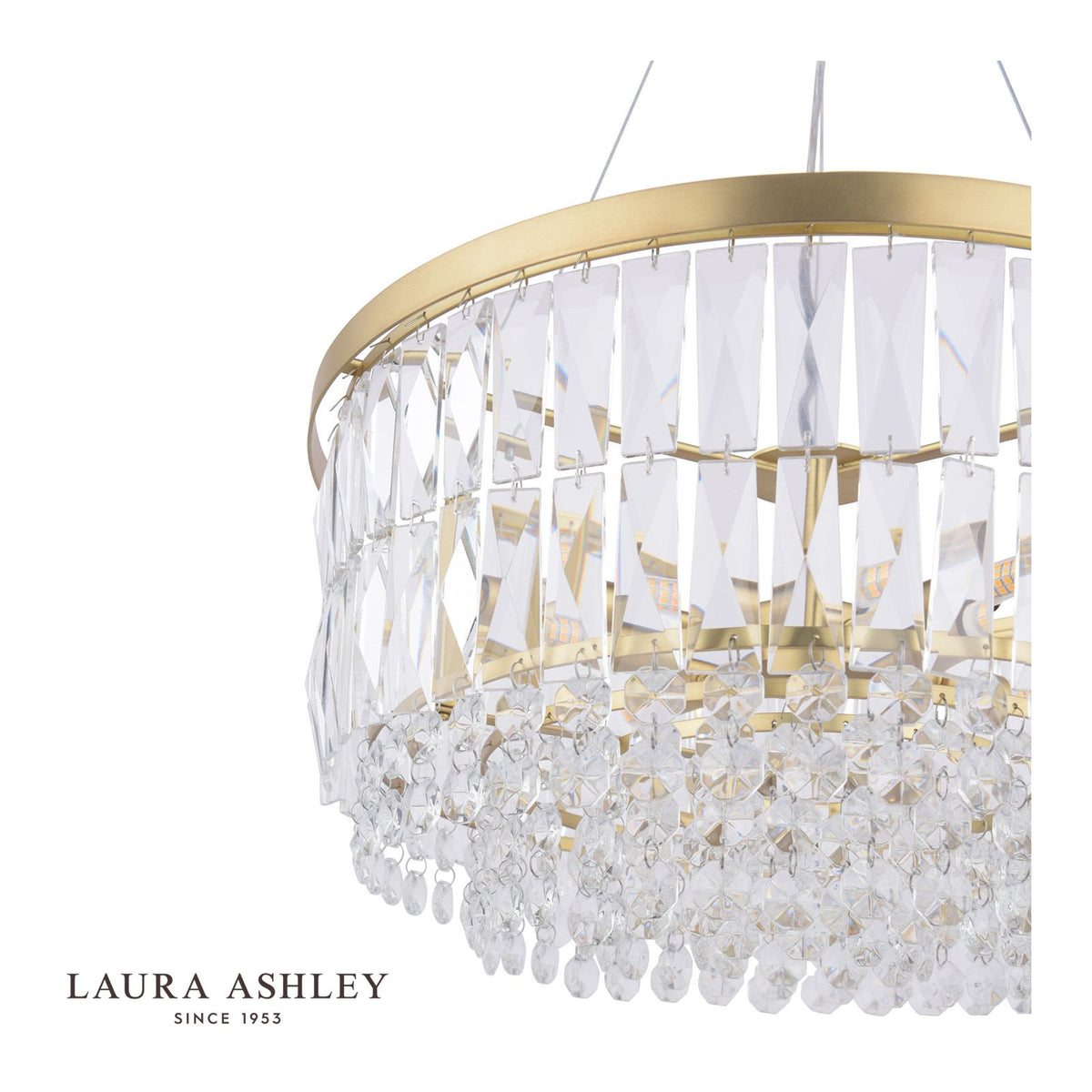 Laura Ashley Rhosill 4 Light Pendant Crystal and Matt Antique Brass