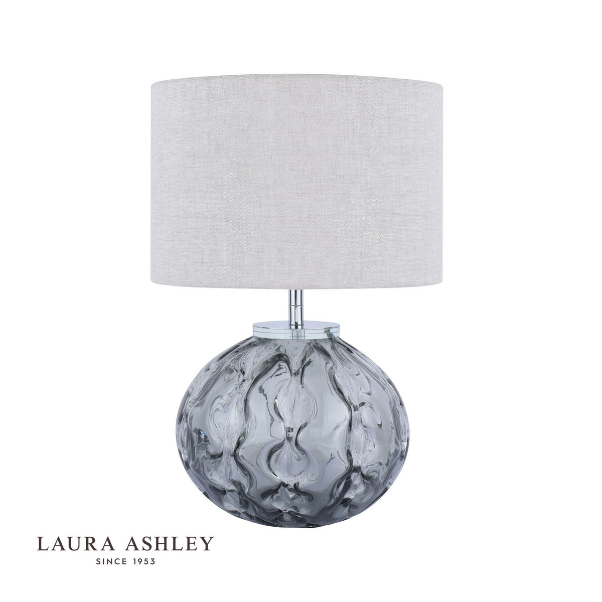 Laura Ashley Elderdale Table Lamp Smoked Glass & Polished Chrome With Shade