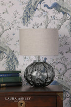 Laura Ashley Elderdale Table Lamp Smoked Glass & Polished Chrome With Shade
