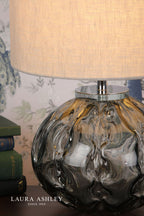 Laura Ashley Elderdale Table Lamp Smoked Glass & Polished Chrome With Shade