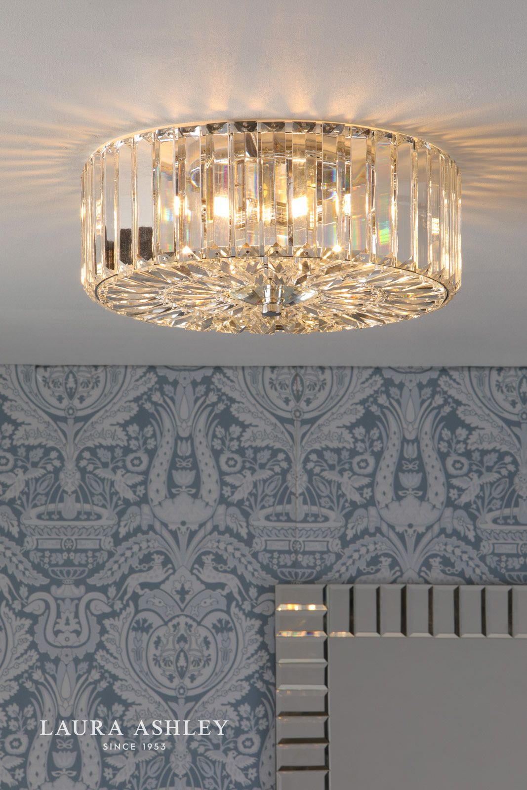 Laura Ashley Fernhurst Large 3 Light Flush Crystal & Polished Chrome