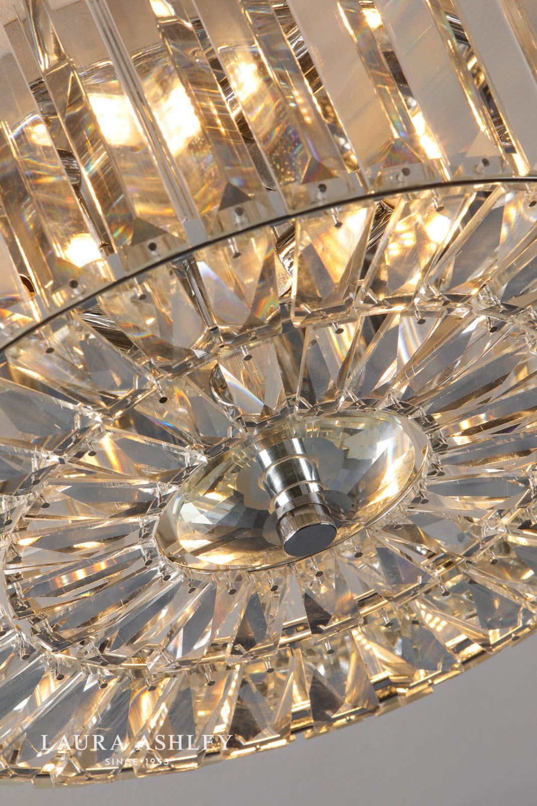 Laura Ashley Fernhurst Large 3 Light Flush Crystal & Polished Chrome