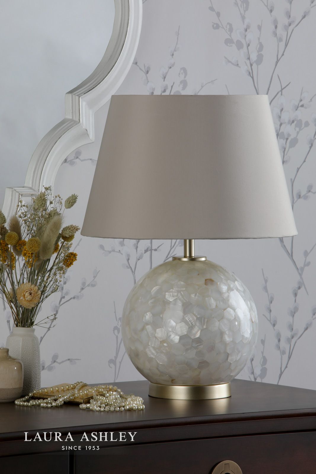 Laura Ashley Mathern Table Lamp Cream and Champagne With Shade