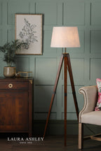 Laura Ashley Burdale Tripod Floor Lamp Dark Wood & Industrial Brass Base Only
