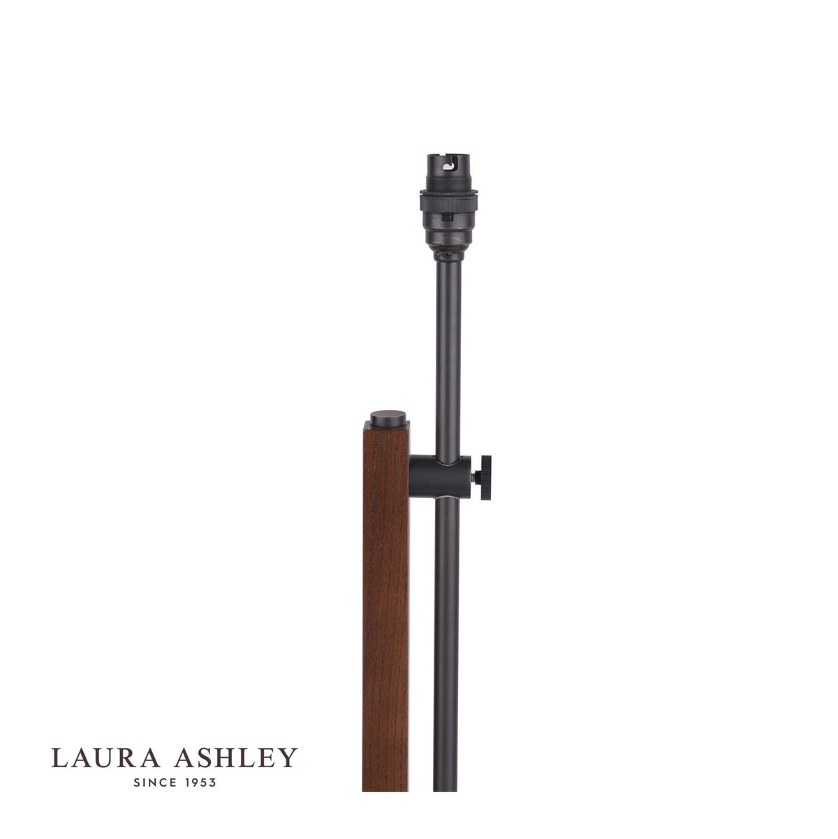 Laura Ashley Burdale Adjustable Floor Lamp Dark Wood & Industrial Brass Base Only