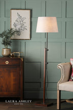 Laura Ashley Burdale Adjustable Floor Lamp Dark Wood & Industrial Brass Base Only