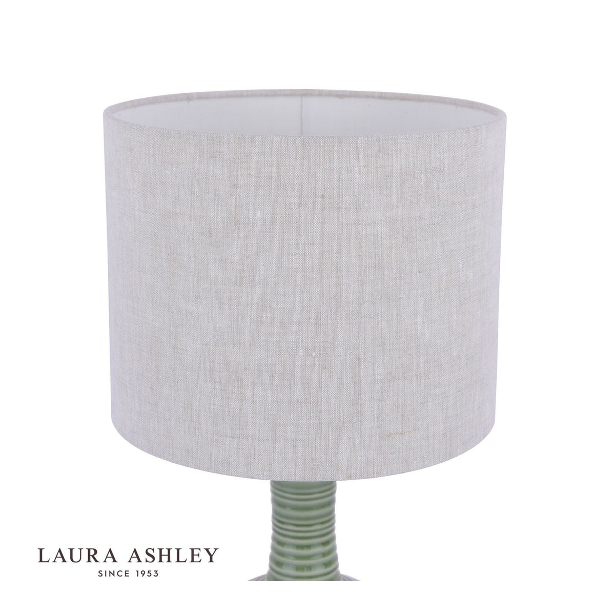 Laura Ashley Padley Table Lamp Green Ceramic & Antique Brass With Shade