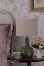 Laura Ashley Padley Table Lamp Green Ceramic & Antique Brass With Shade