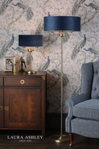Laura Ashley Sorrento 3 Light Table Lamp Antique Brass & Blue Shade