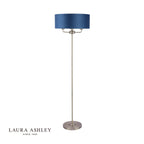 Laura Ashley Sorrento 3 Light Floor Lamp Matt Antique Brass & Blue Shade