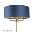 Laura Ashley Sorrento 3 Light Floor Lamp Matt Antique Brass & Blue Shade