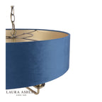 Laura Ashley Sorrento 6 Light Pendant Matt Antique Brass & Blue Shade