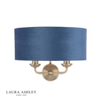 Laura Ashley Sorrento 2 Light Wall Light Matt Antique Brass & Blue Shade