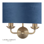 Laura Ashley Sorrento 2 Light Wall Light Matt Antique Brass & Blue Shade