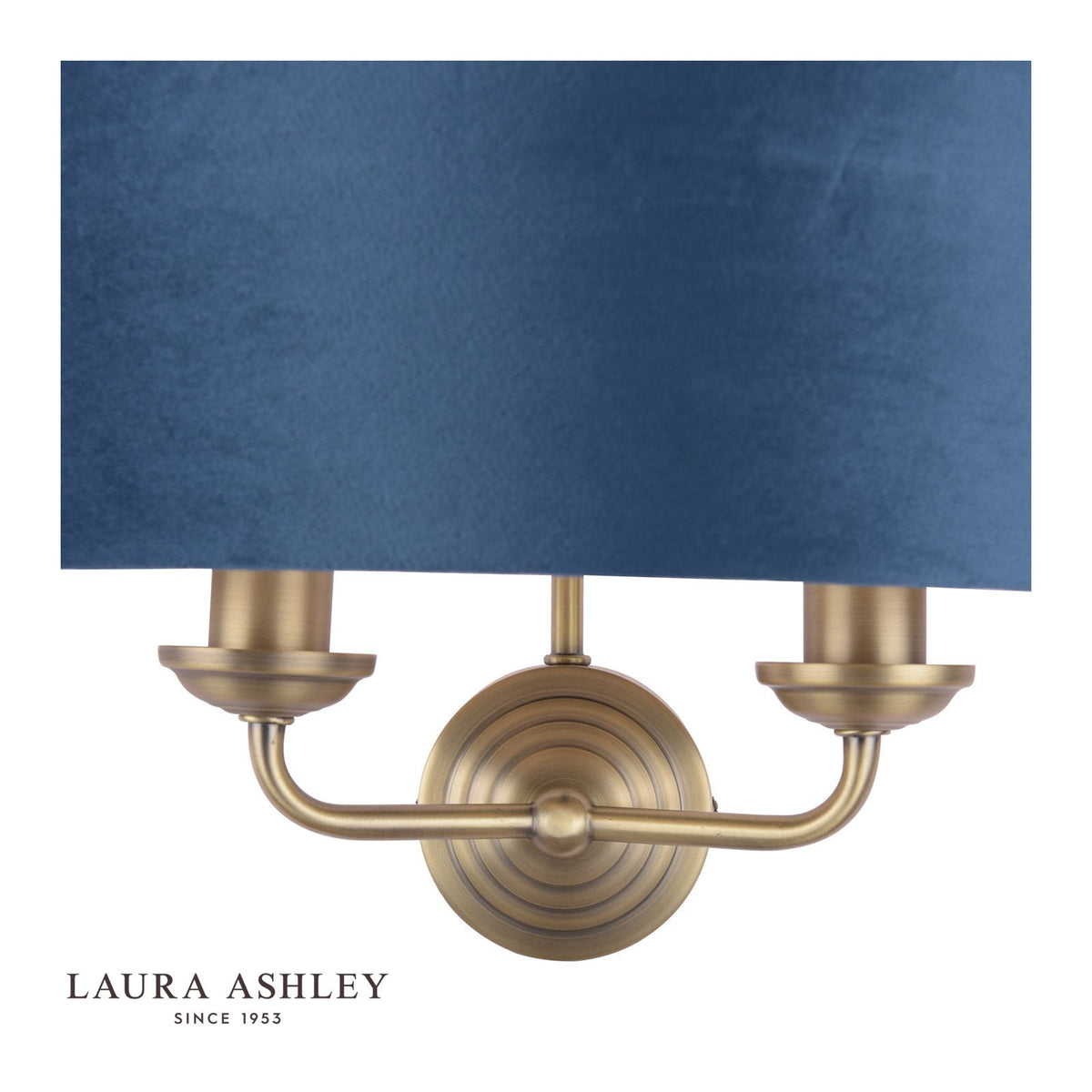 Laura Ashley Sorrento 2 Light Wall Light Matt Antique Brass & Blue Shade