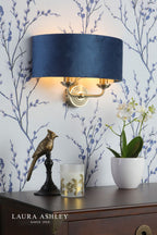 Laura Ashley Sorrento 2 Light Wall Light Matt Antique Brass & Blue Shade