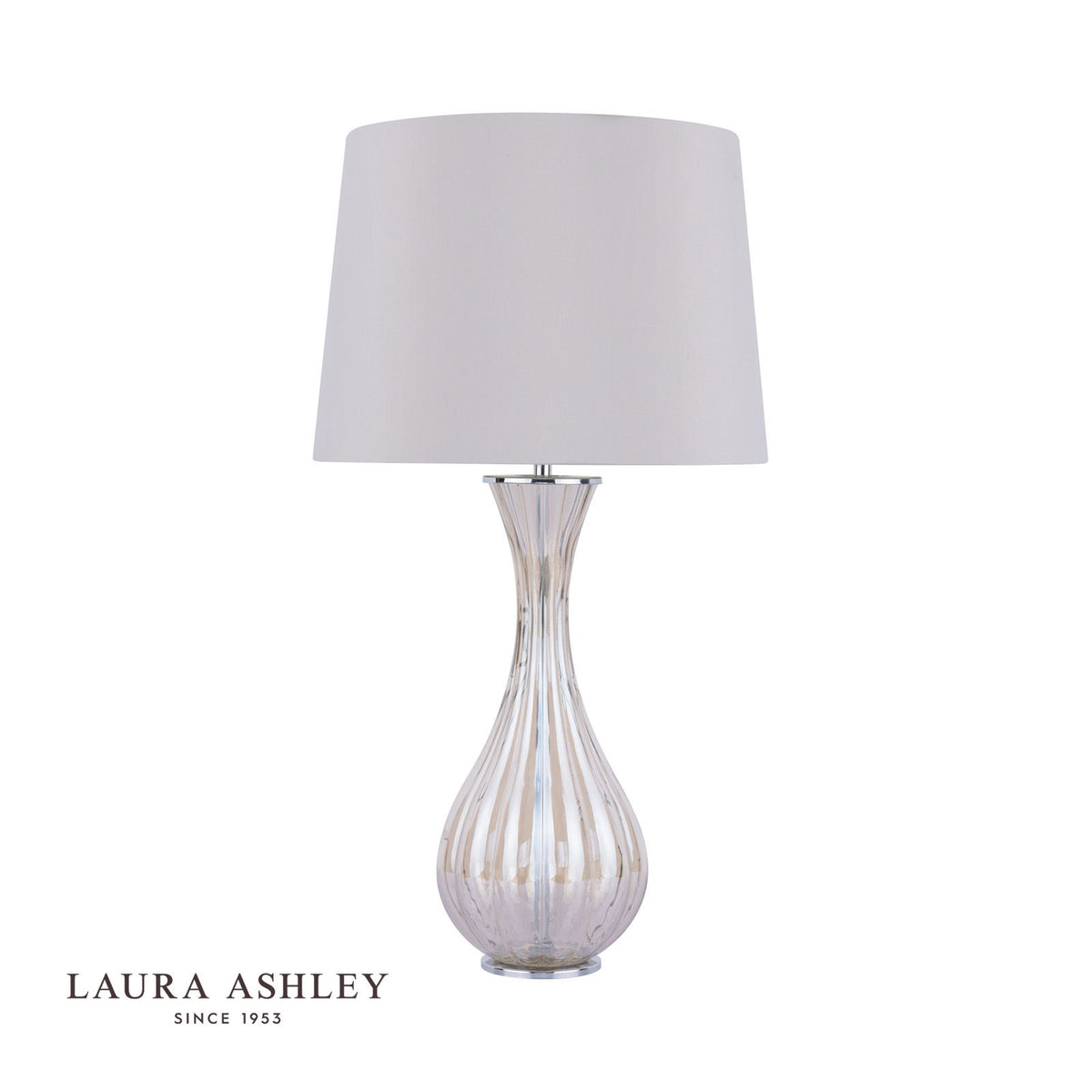 Laura Ashley Nevern Table Lamp Champagne Glass & Polished Chrome With Shade