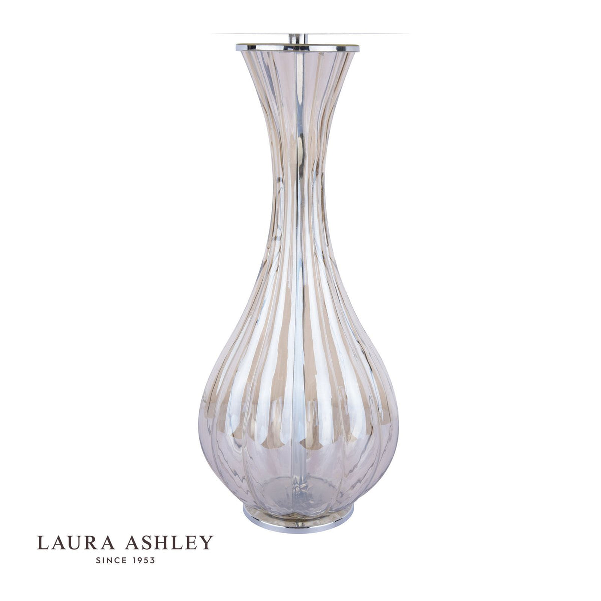 Laura Ashley Nevern Table Lamp Champagne Glass & Polished Chrome With Shade
